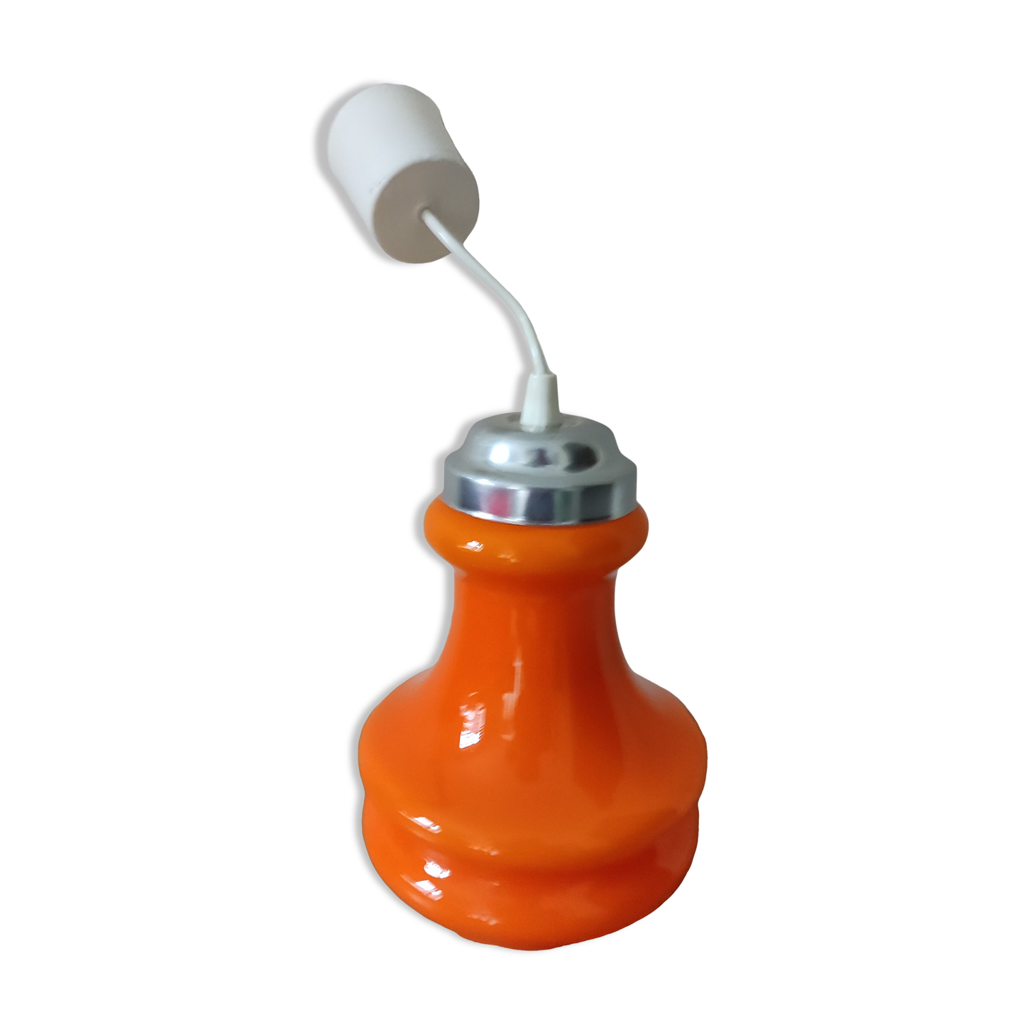 Chandelier suspension opaline orange space age vintage 60 70 s