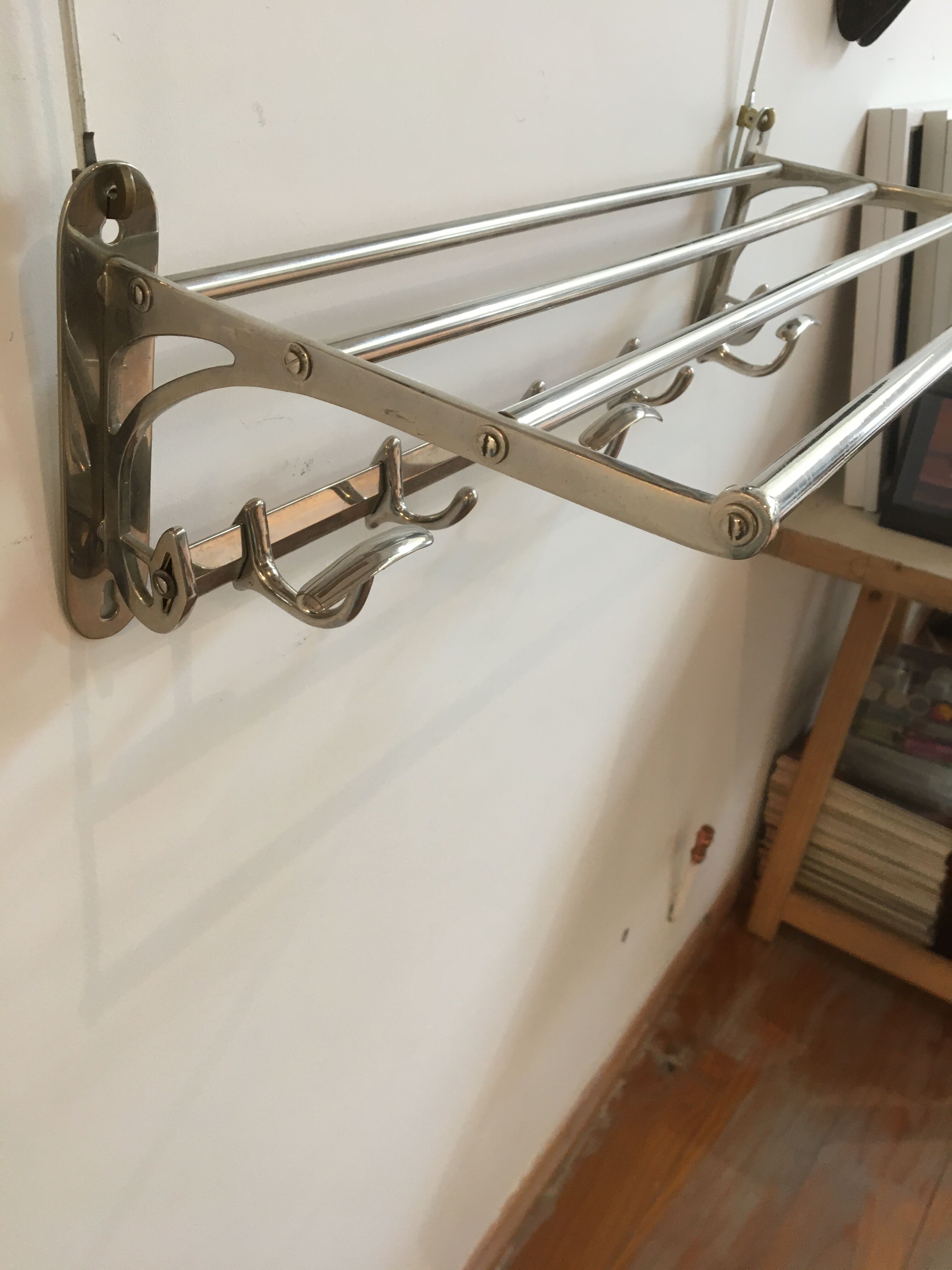 20s chrome wall coat rack