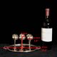 Silver Metal Liquor Set Consisting Of Six Stemmed Glasses On Their Tray
