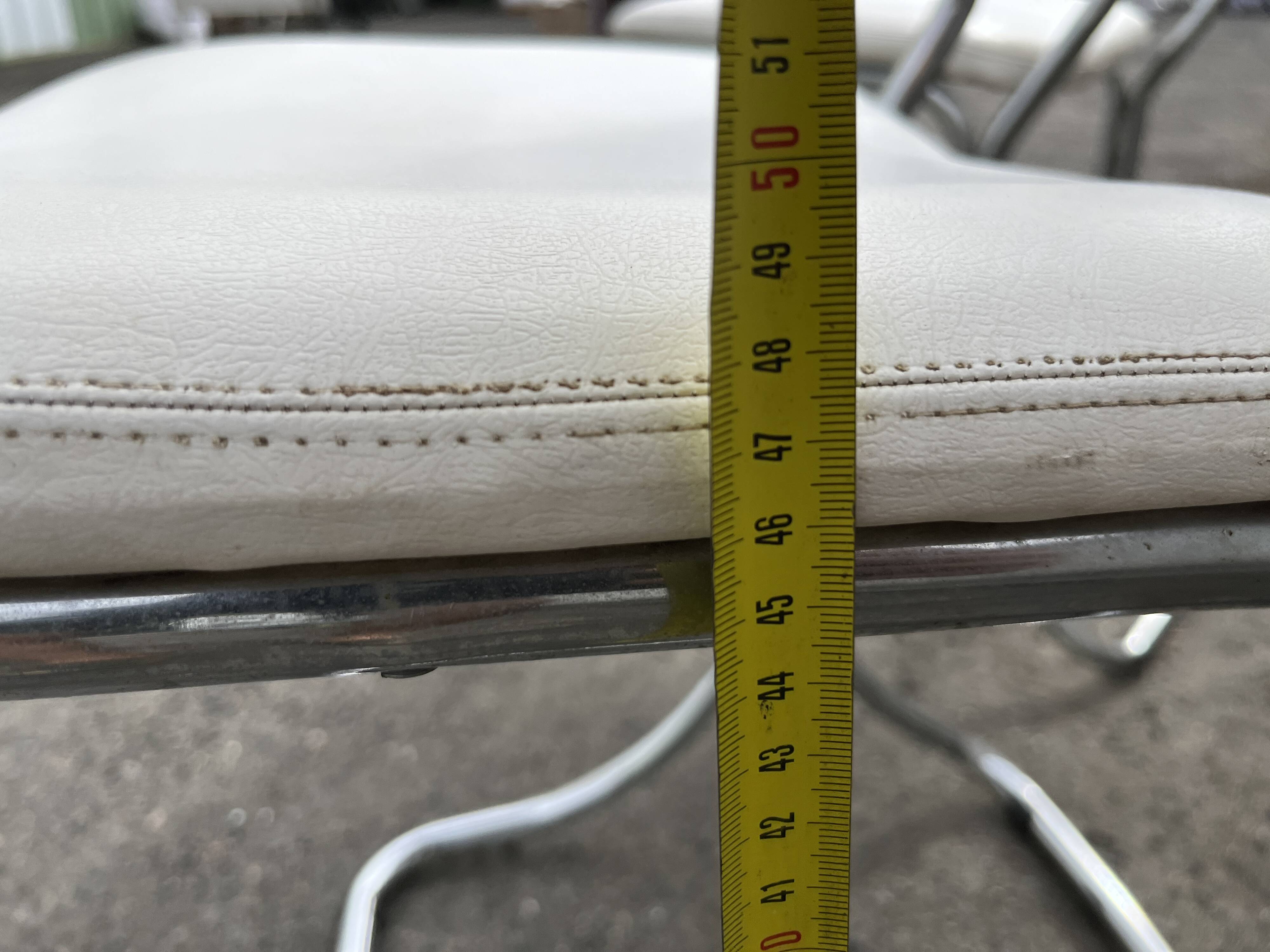 Pair of vintage chrome cantilever chairs, white leatherette – 1970s
