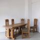 Gothic revival refectory dining table and chairs set of 7 France