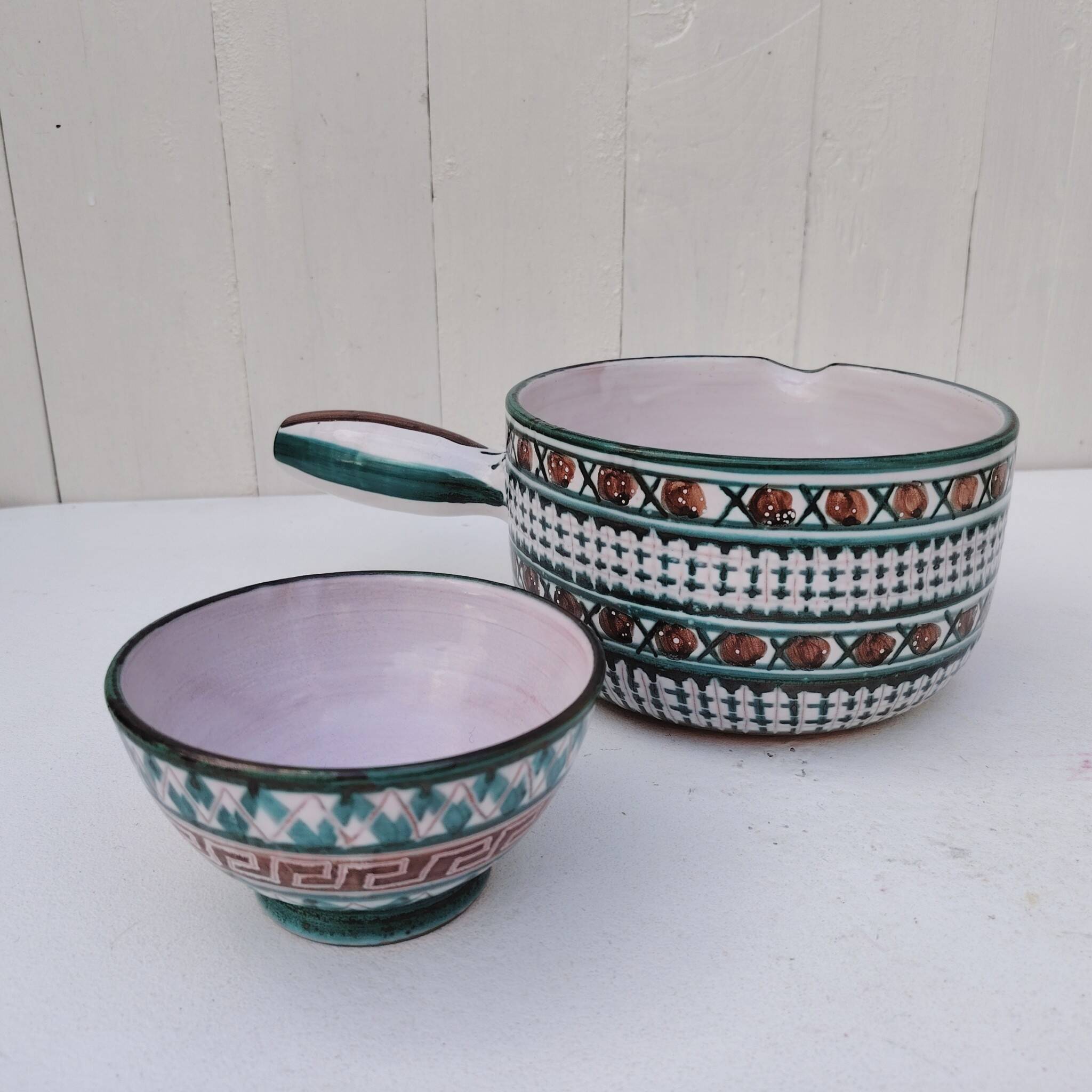 Casserole and ceramic bowl, Robert Picault, Vallauris