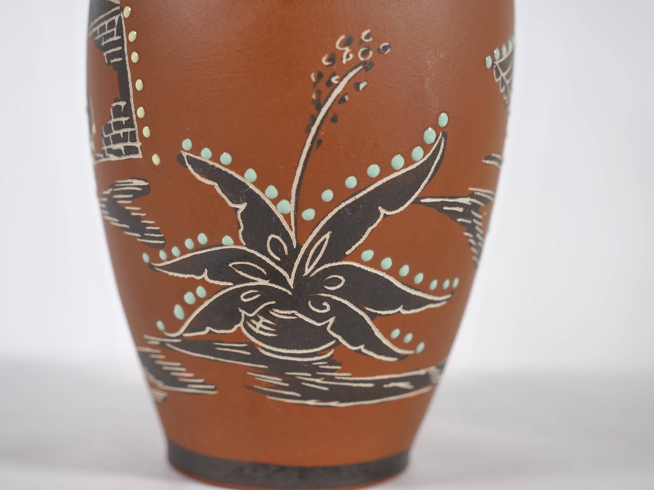 Hand-Painted Mid-Century Ceramic Vase by E. Knopp for Marzi & Remy, 1950s