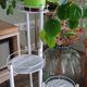 Planter stand triptych metal and marble