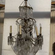 Louis XV style "Fontaine" chandelier in bronze and 20th century pendants