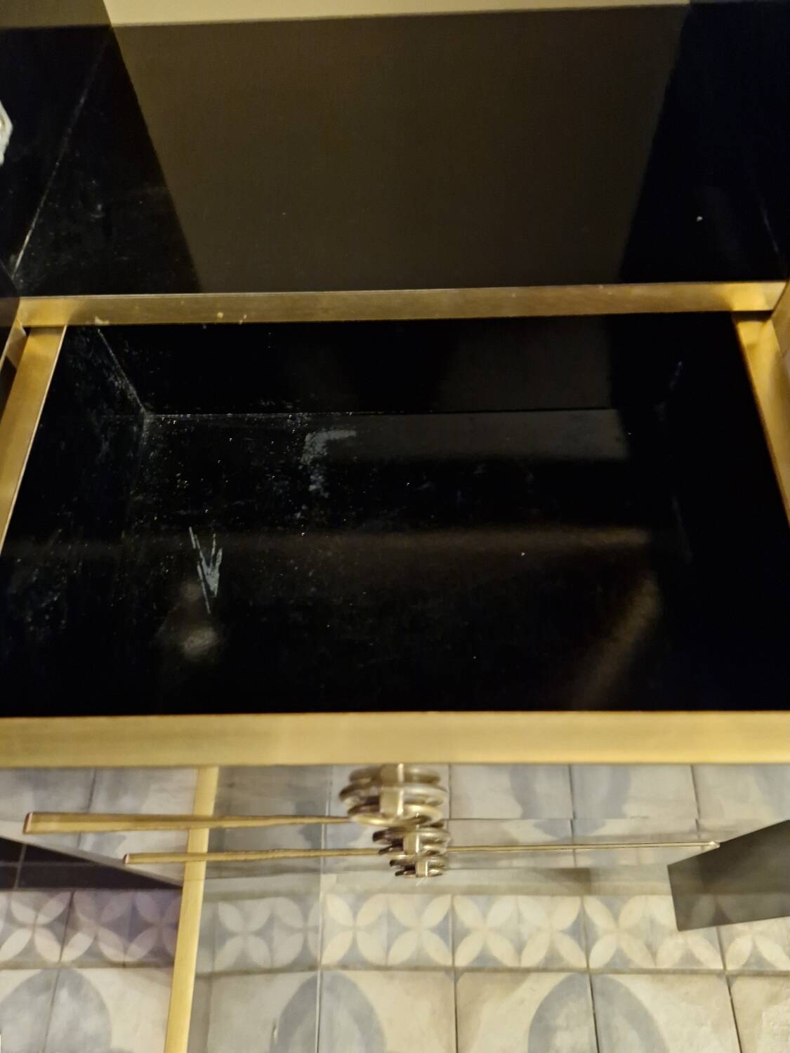 Black and gold lacquered Sanibloc furniture in the style of Maison Jansen, 1970