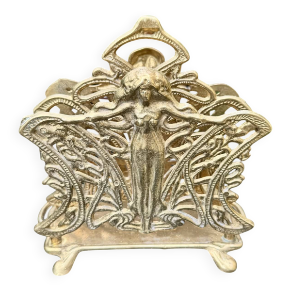 Porte-revues en laiton massif Art Nouveau