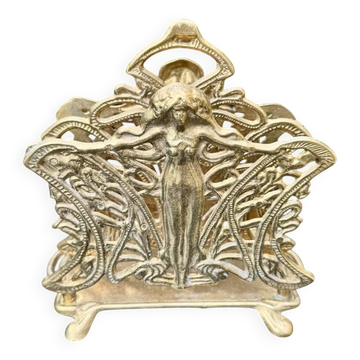Solid brass magazine rack Art Nouveau