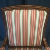Pair of Louis XVI style walnut armchairs