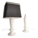 Paire de lampes de table en verre opalin de style mid-century moderne, Suède, ensemble de 2