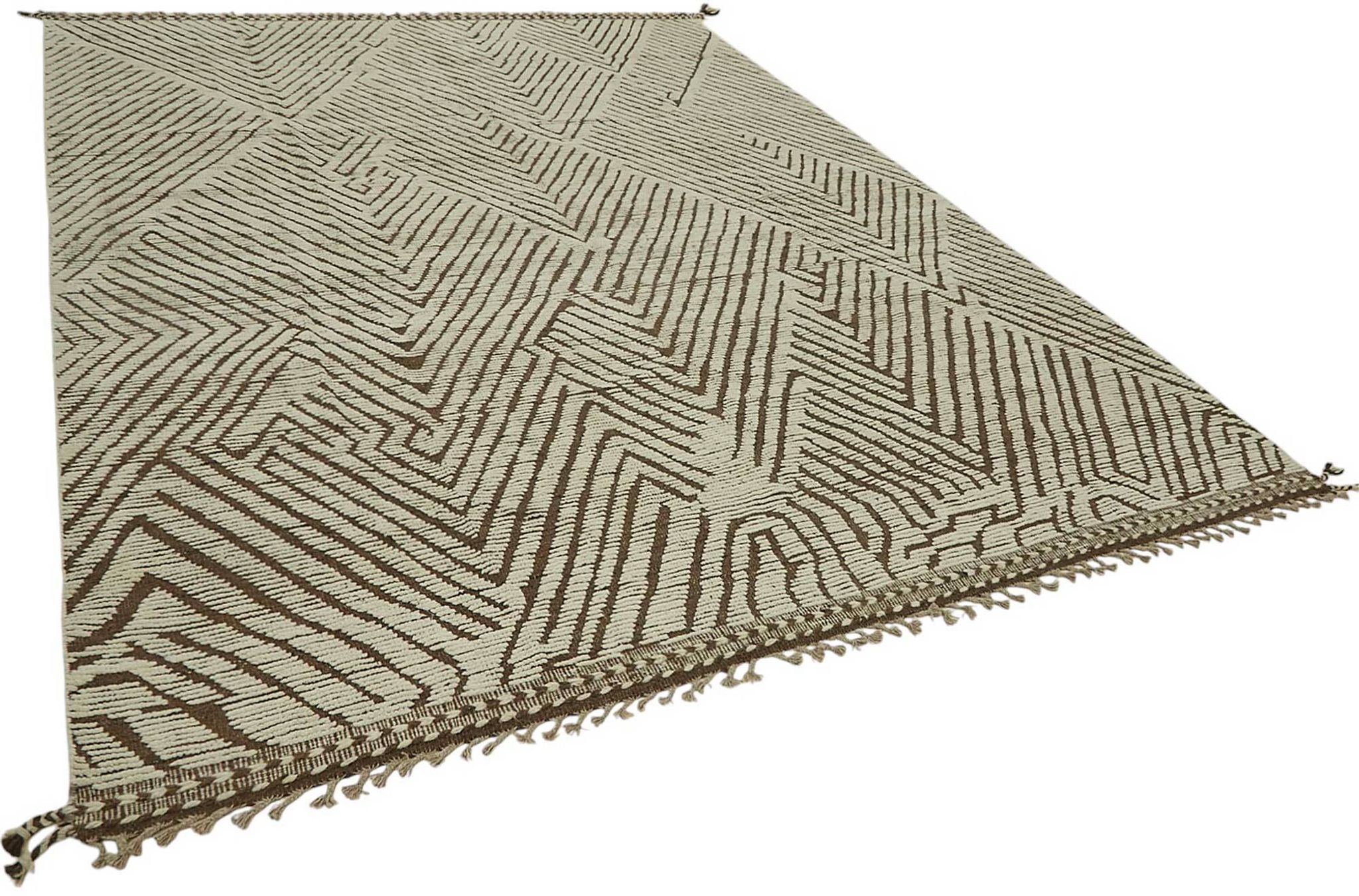 Handwoven Tribal One of a Kind 272 cm x 375 cm Beige Wool Carpet