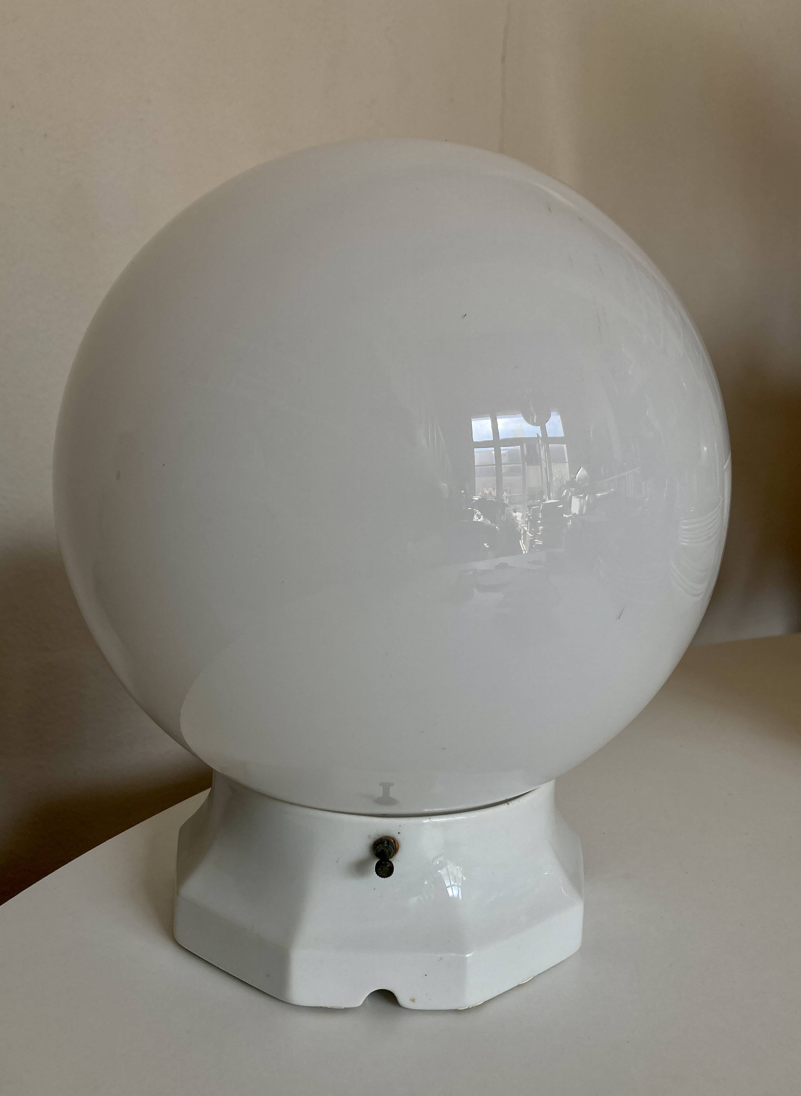 XL bathroom ceiling light from Palace, porcelain and opaline, 1950s