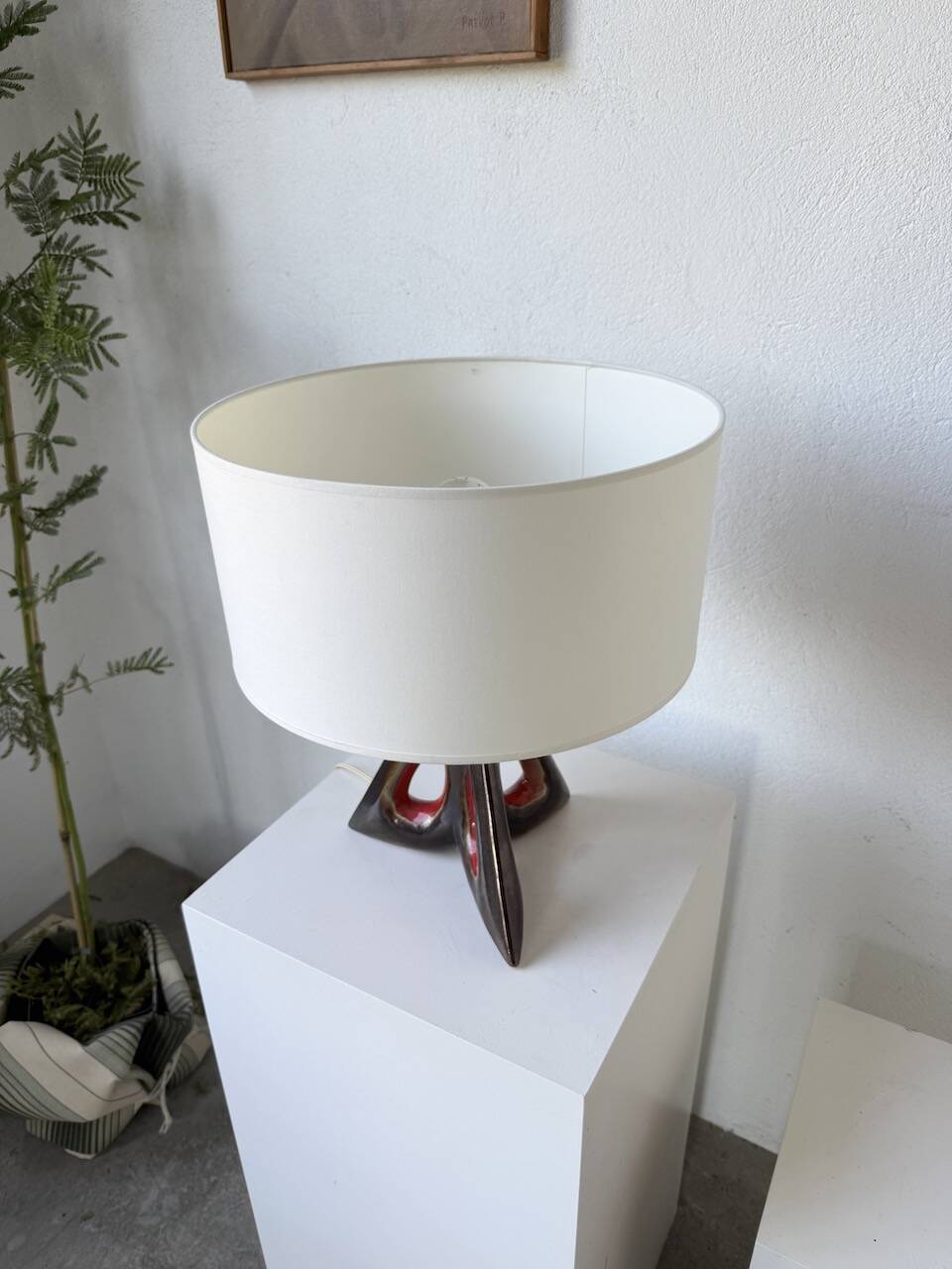 1950s ceramic table lamp, free form