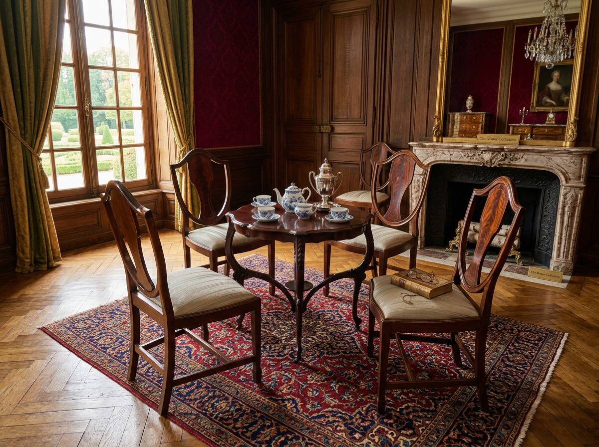Ensemble de thé, table et 4 chaises, années 50
