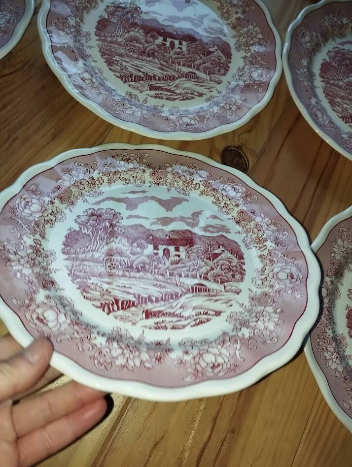 Fontebasso “Swiss Landscape 1760” Rose | Ensemble de Collection 9 Assiettes
