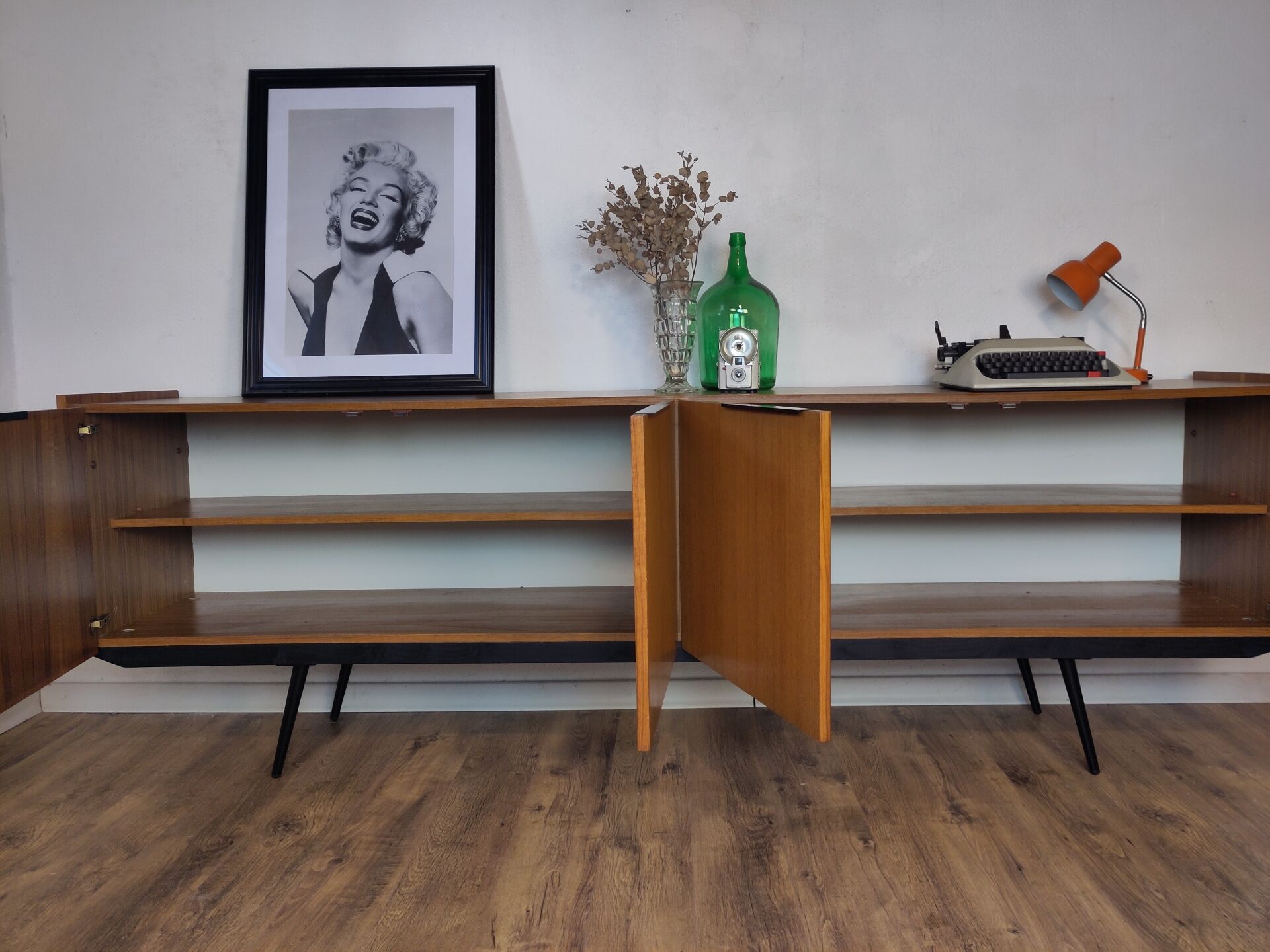 Scandinavian teak and metal sideboard