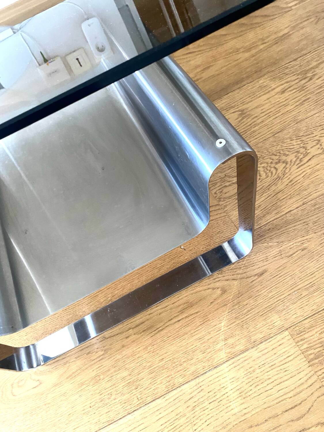 Small Coffee Table Stainless Steel Designer Modern Steel Vintage Glass Furniture