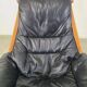 Fauteuil design scandinave cuir teck vintage Gote Mobler