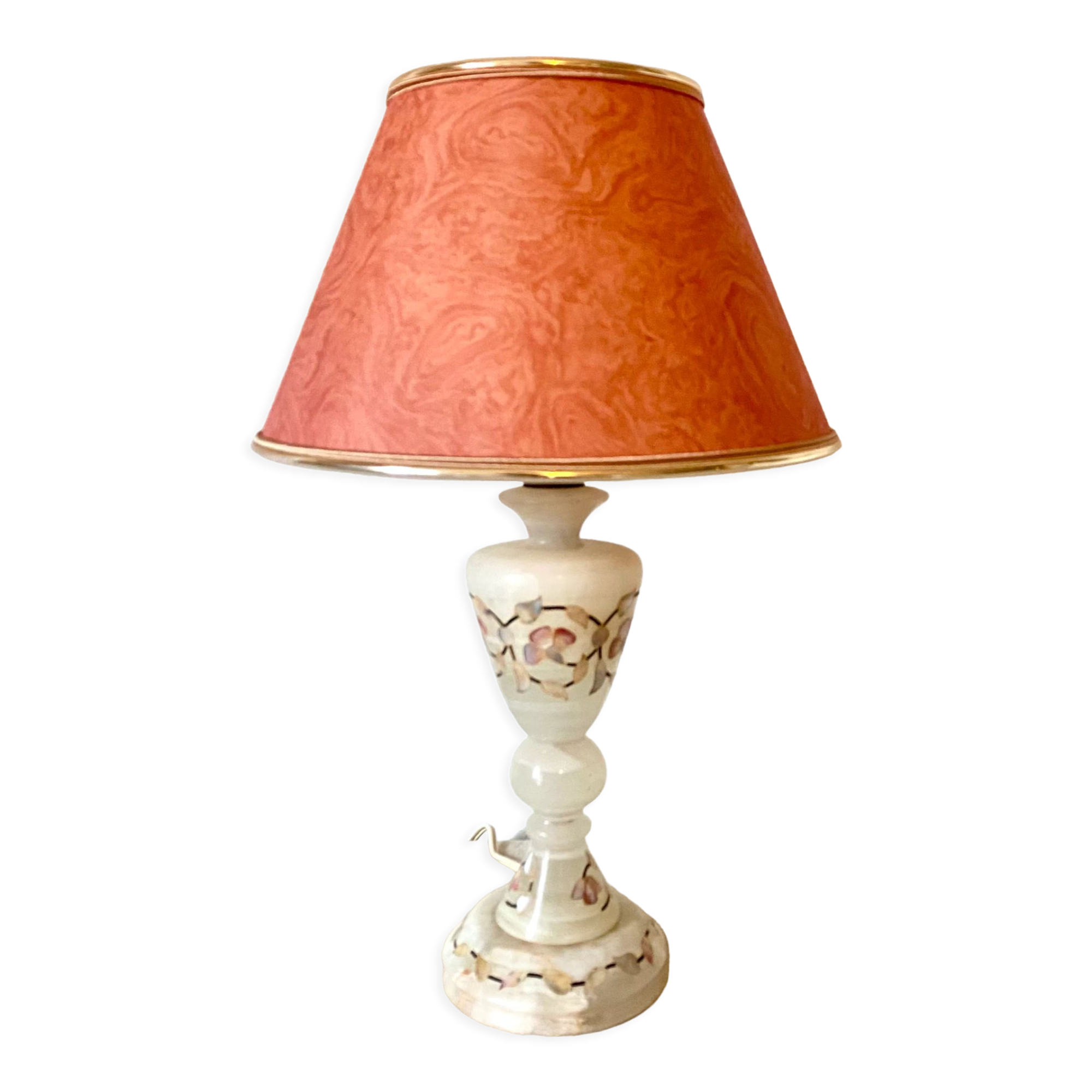 Vintage lamp in alabaster and mother-of-pearl