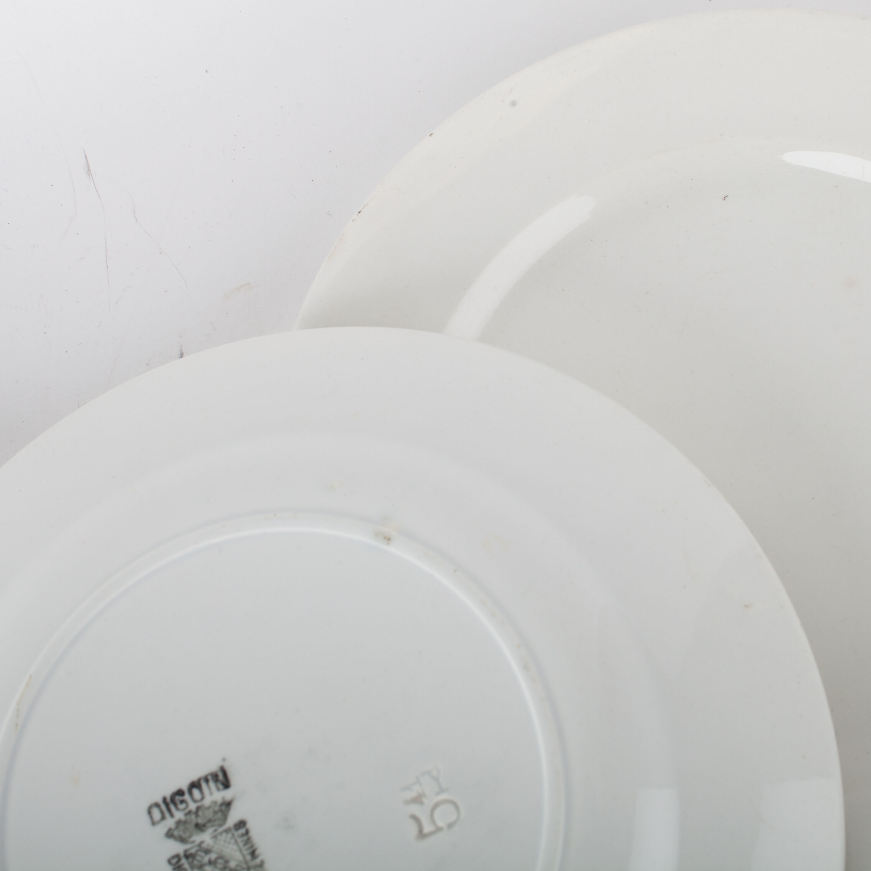 5 hollow Badonviller, pattern plates blue leaves French Antique