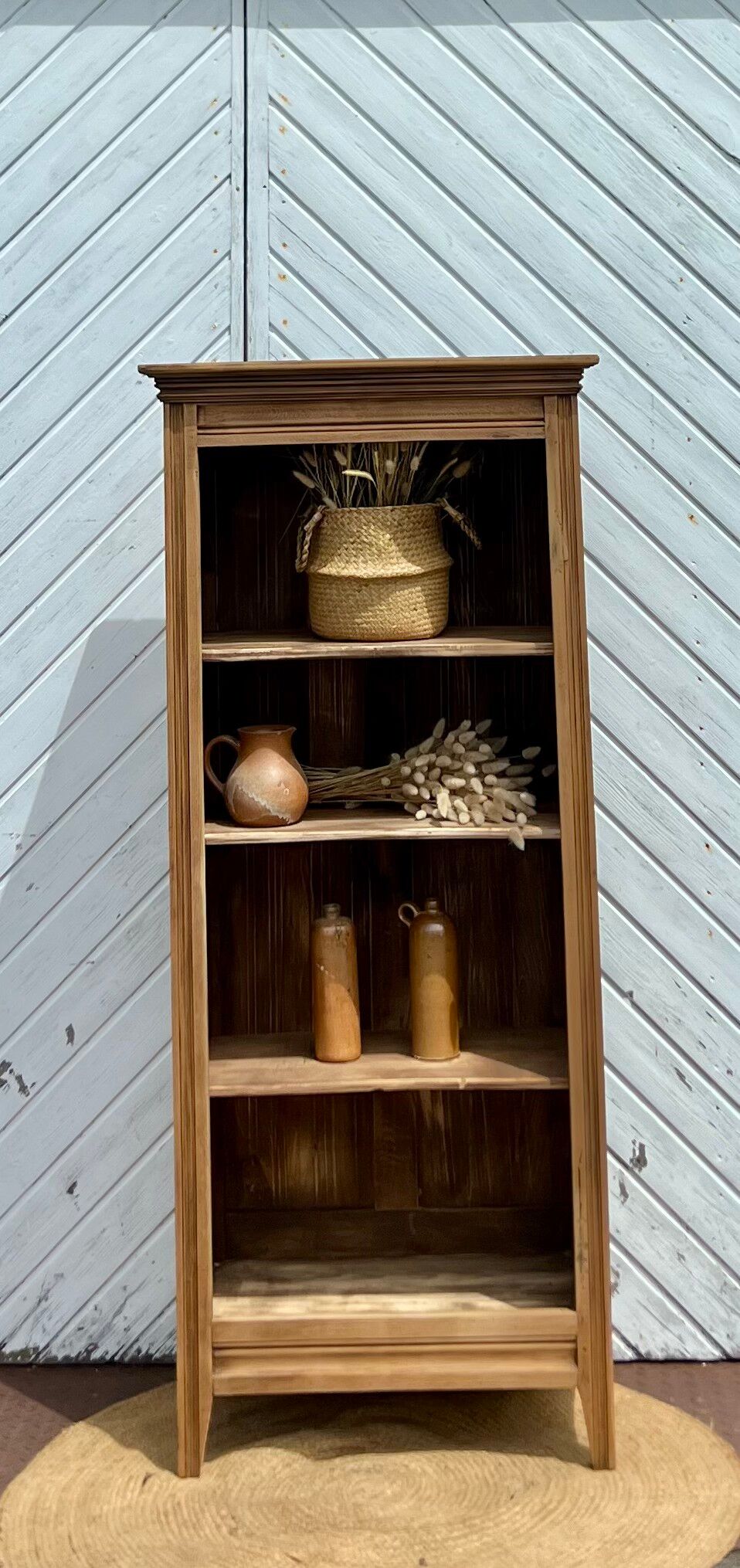Old Parisian library in raw solid oak