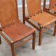Set of 4 Ilmari Tapiovaara for La Permanente walnut & leather chairs 1960s