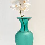 Teal Polished Hand-Blown Murano Glass Vase by Vetrarti, Italy