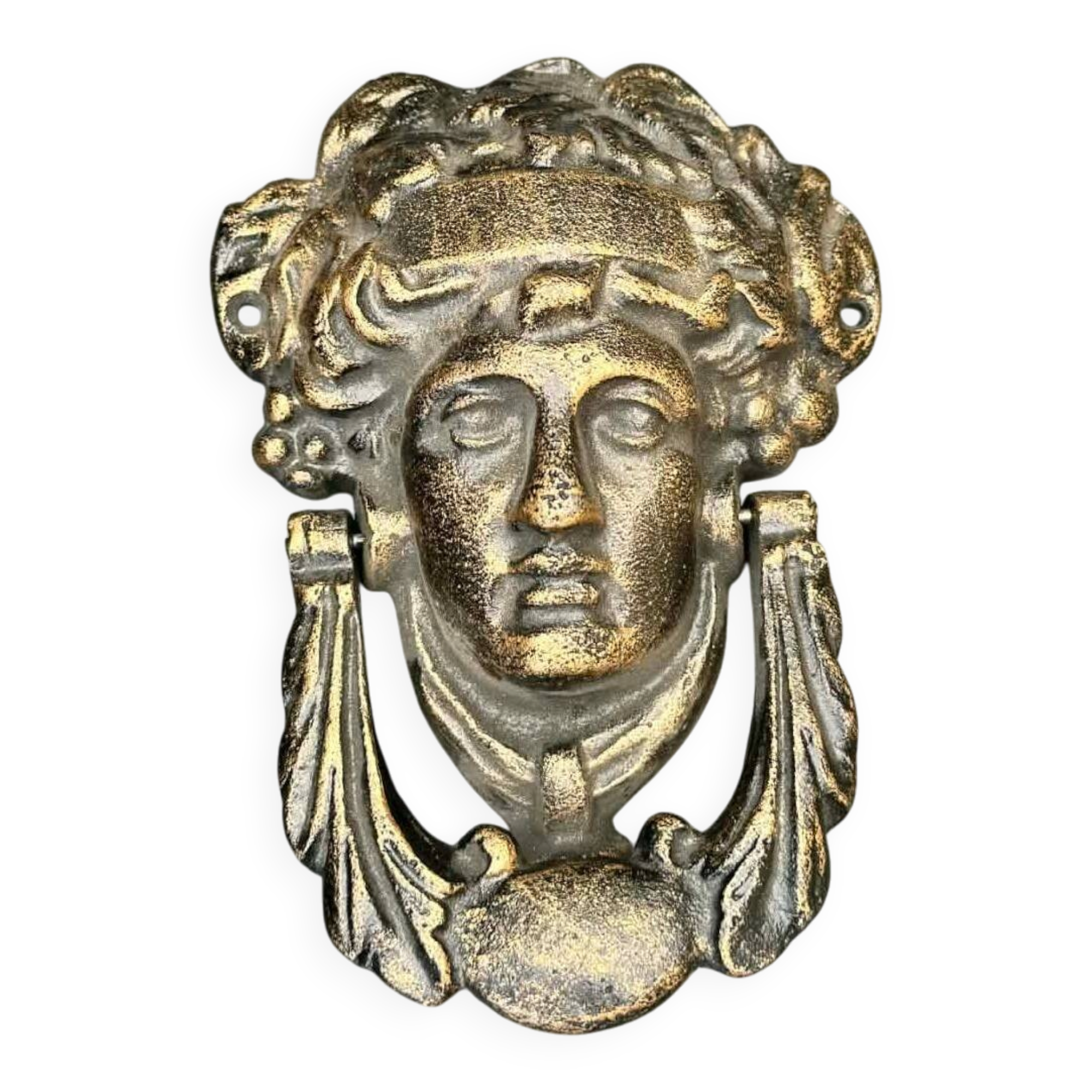 Large metal door knocker Greek goddess