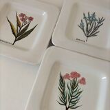 Trio of square Deruta plates signed MARI E.C., botanical decoration 962.21