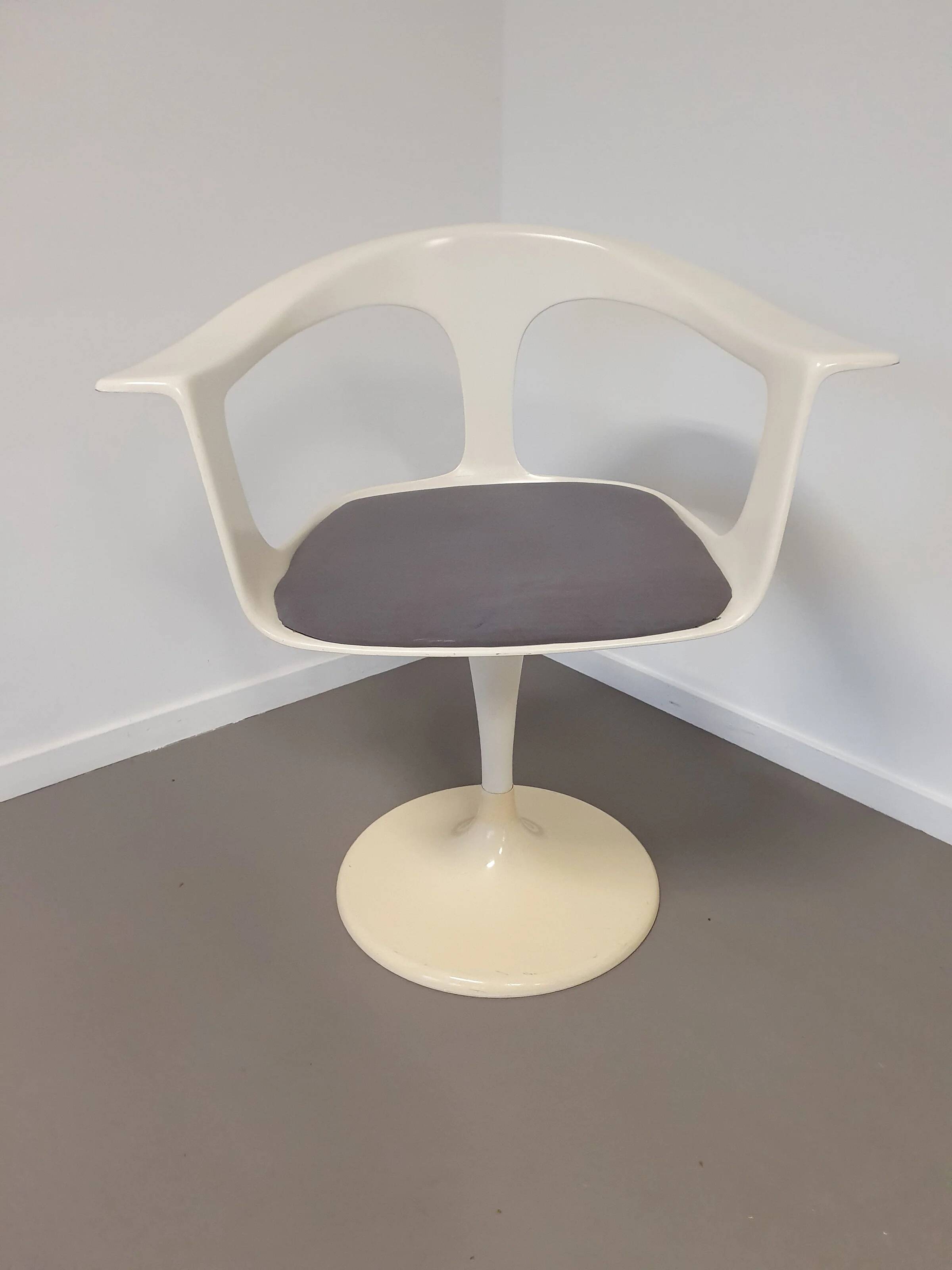 2 x chaise Tulip Lusch, rare, 1972, design blanc, design vintage Colani