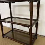 Rattan and smoked glass bookcase shelf