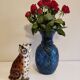Blue glass pineapple vase