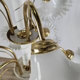 Lustre en céramique, laiton et verre de Murano des années 1970