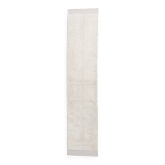Tapis de couloir marocain en laine blanc neutre 2x10, 67x301 cm