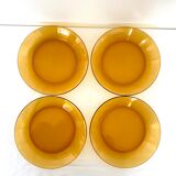 Lot of 4 Duralex amber soup plates