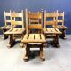 Solid oak brutalist dining chairs, 1960s