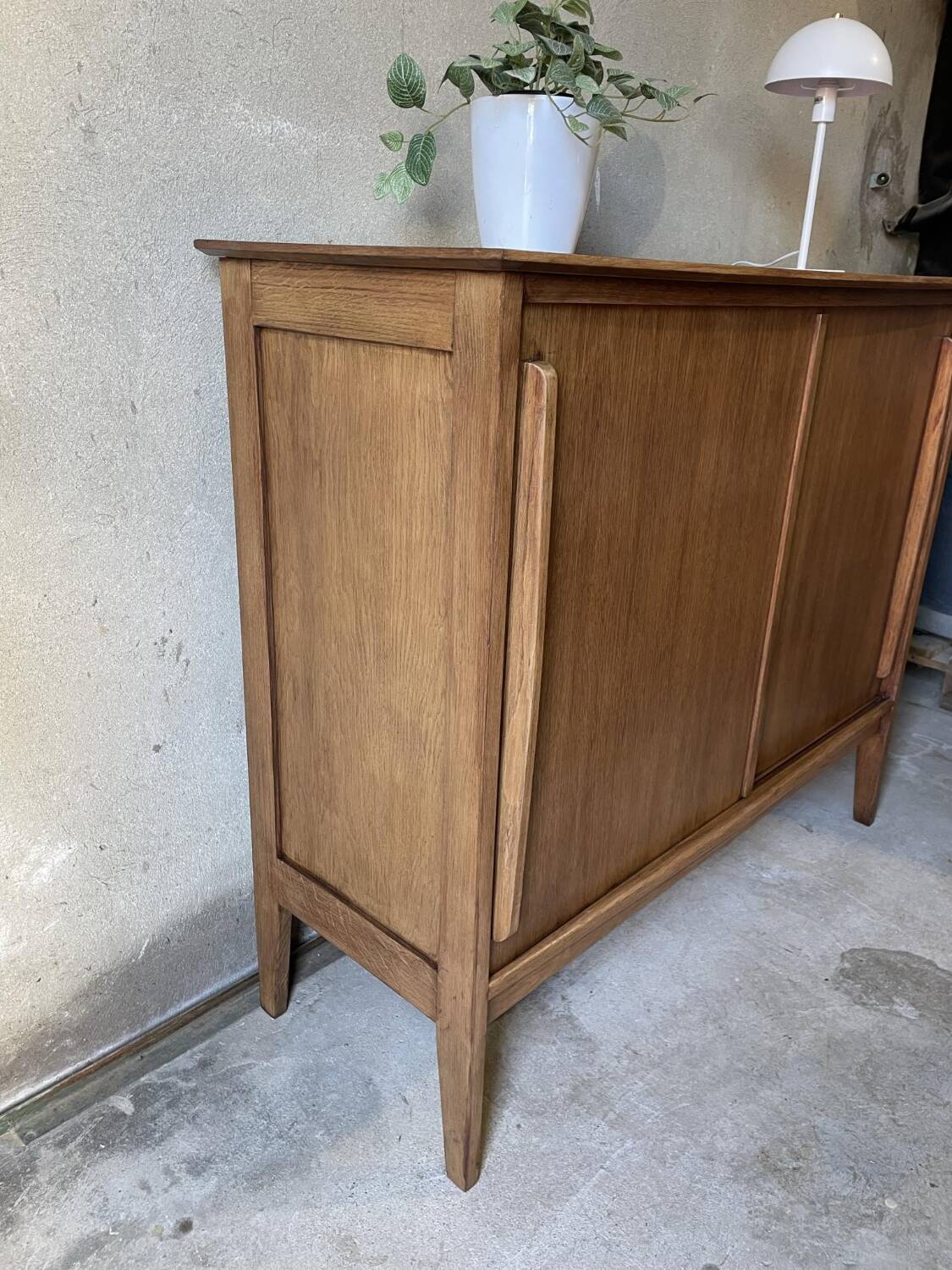 Vintage wooden sideboard sliding doors 60s