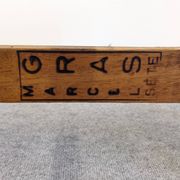 Wooden slatted display bench or support, France circa 1960.