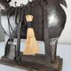 Brutalist Ram Shaped Fireplace Tool Set in Hand Forged Metal