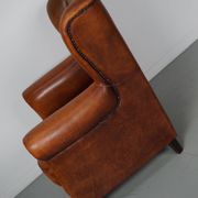 Fauteuil club vintage en cuir couleur cognac hollandais