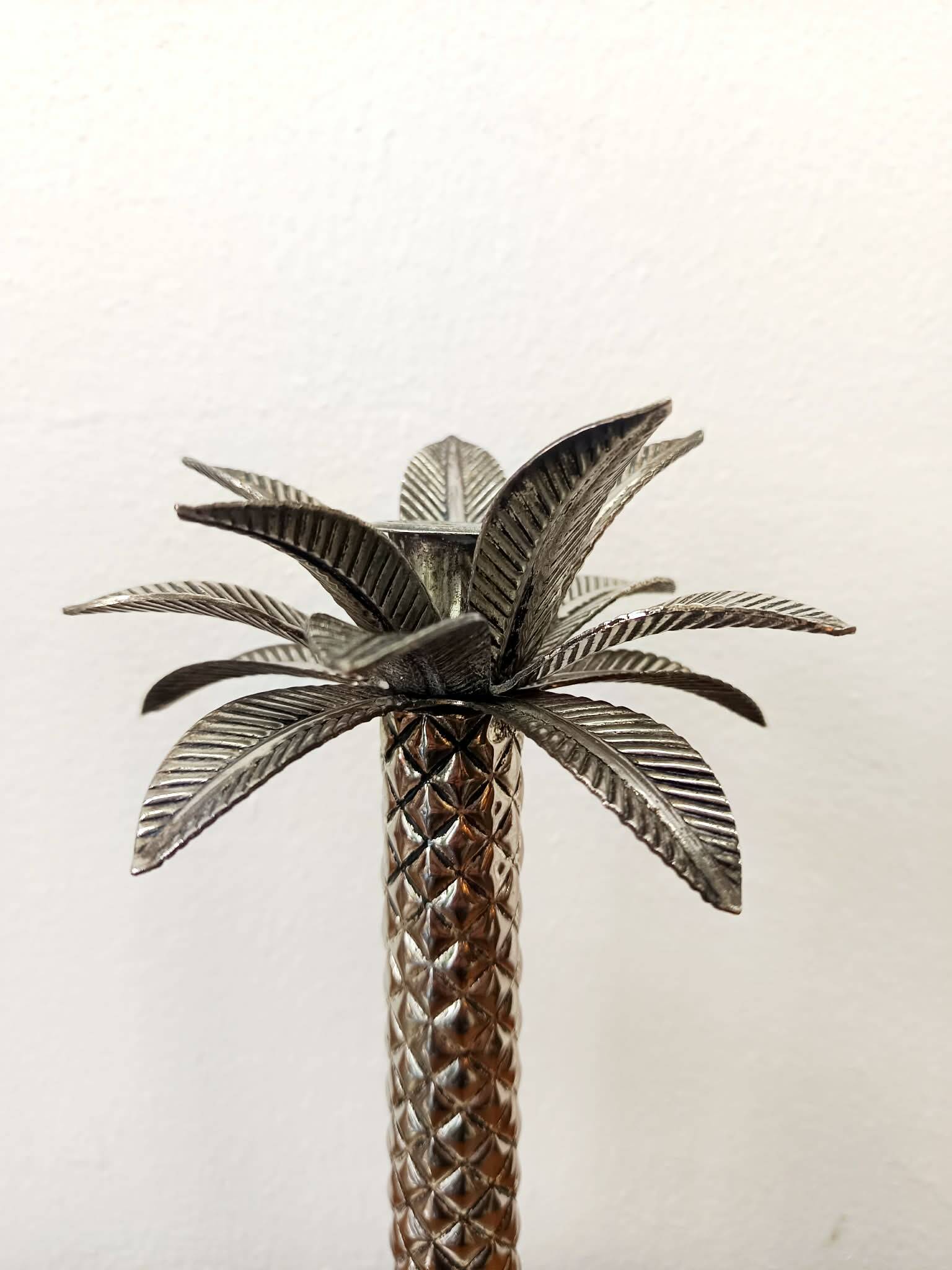 Vintage silver-plated palm candlesticks