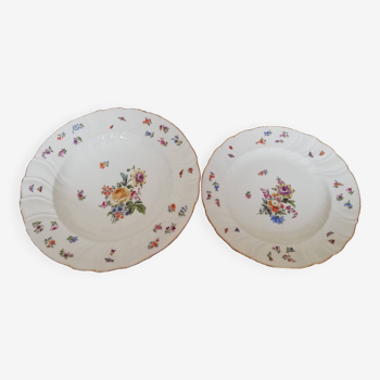 Set of two vintage round bohemian porcelain dishes