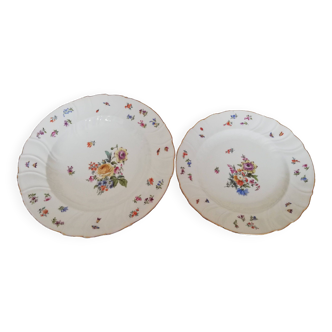 Lot deux plats ronds vintages porcelaine Bohème