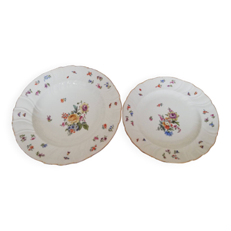 Set of two vintage round bohemian porcelain dishes