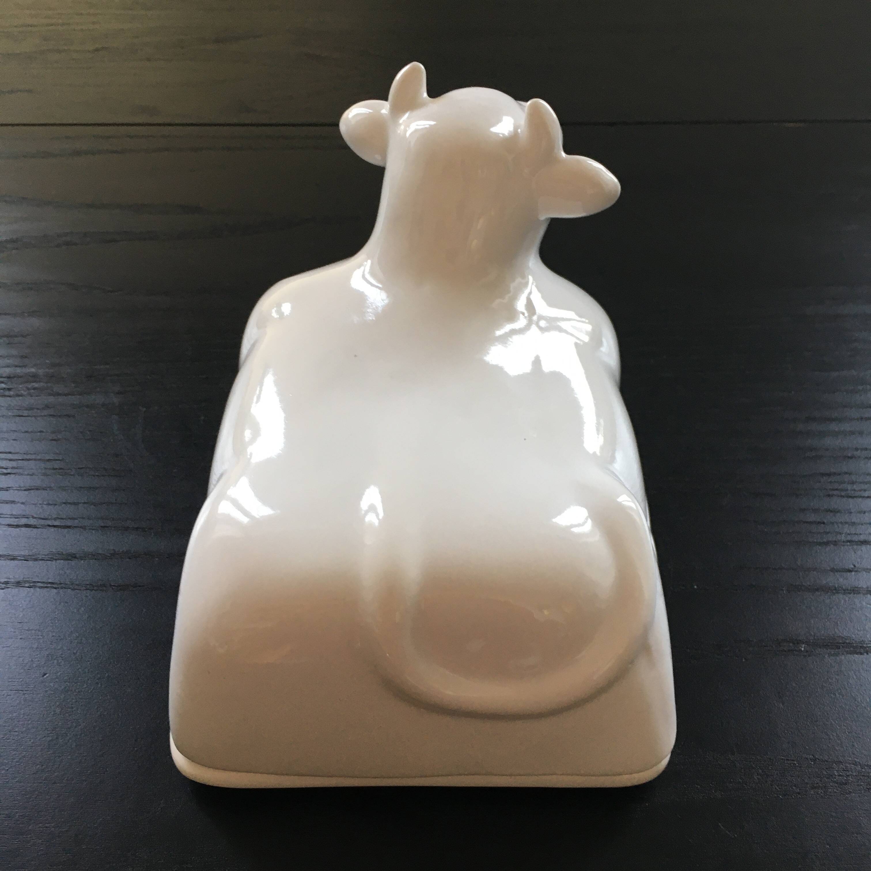 Porcelain cow butter dish
