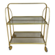 Mid-century modern folding bar cart in brass and ribbed acrylic glass, 1970s