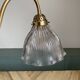 Holophane tulip brass swan neck wall lamp with porcelain rosette