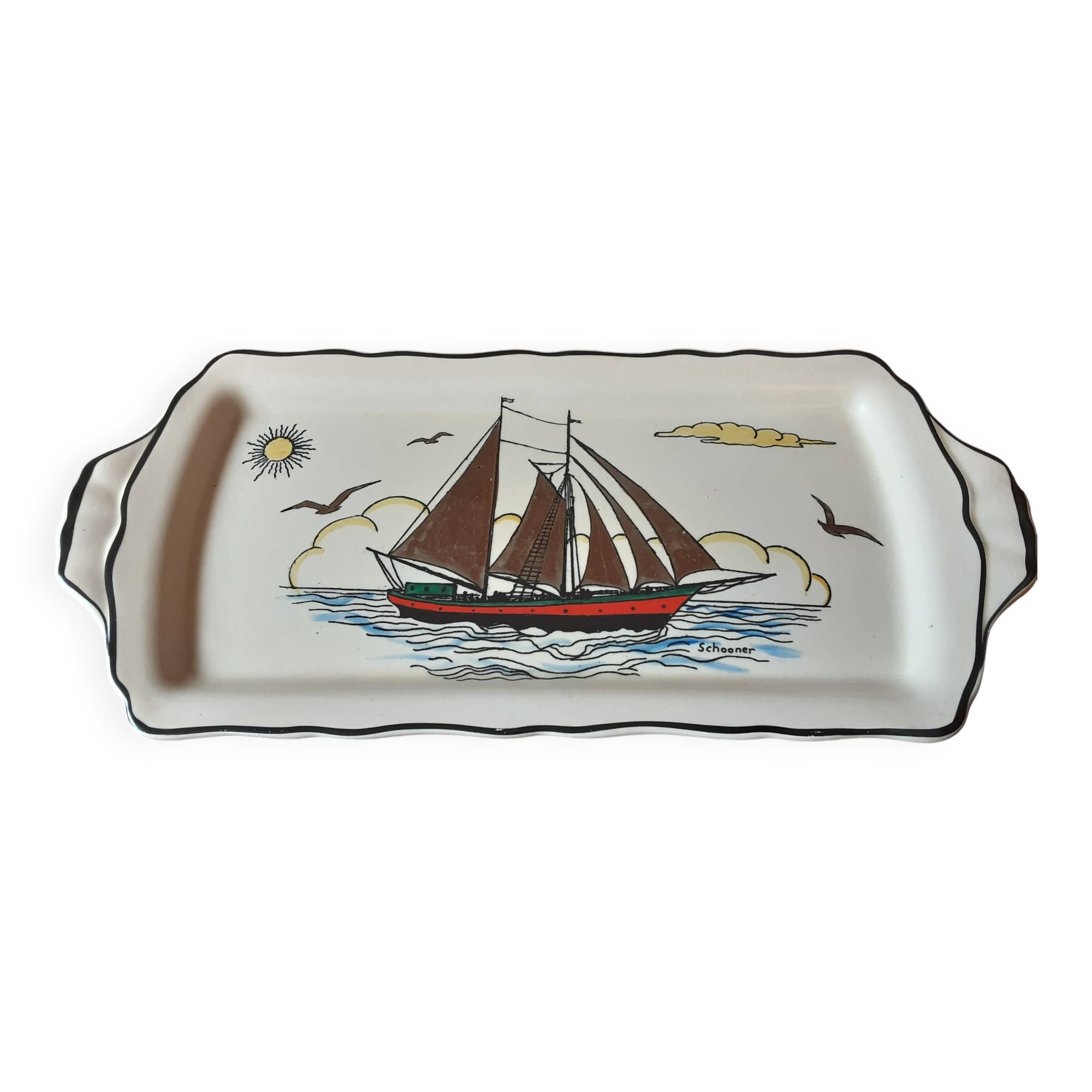 Longwy Voiles d'or rectangular dish