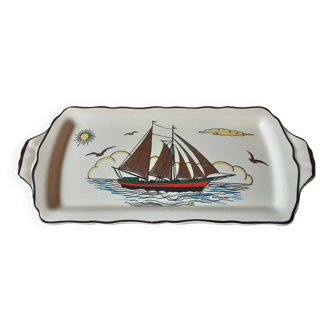 Longwy Voiles d'or rectangular dish