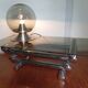 Table basse en métal chromé et verre fumé, années 70